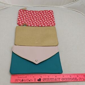 Teal and Pink Envelope Makeup Bags Trio - Women Bags
